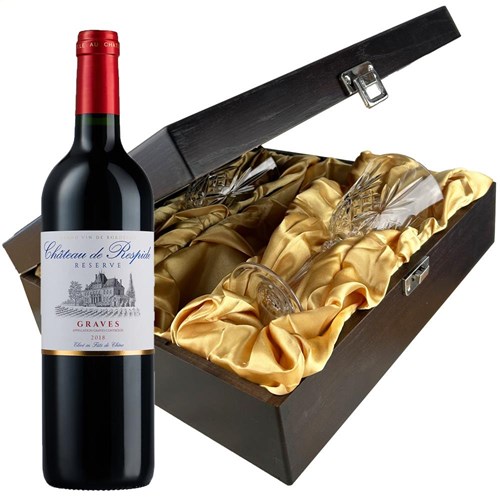 Chateau de Respide Bordeaux 75cl Red Wine And Glasses In Luxury Presentation Box